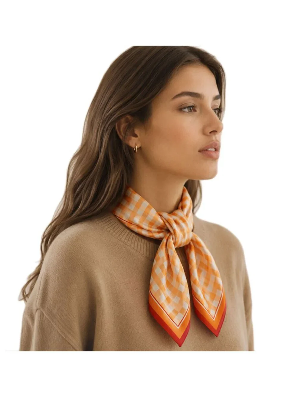 Tigerstars Orange Gingham Pattern Fall Fashion Square Bandana Scarf